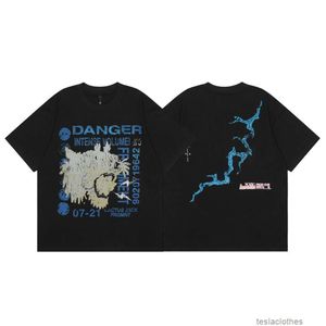 Designer Fashion kleding Luxe Tees T-shirts Travi Scotts Cactus Jack x Fragment Co Br ed Tiger Head Gedrukt T-shirt met korte mouwen Heren Dames