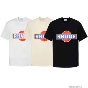 Diseñador Ropa de moda Camisetas de lujo Camisetas Rhude Niche Trendy Br Minimalista Impreso Manga corta American High Street Vintage Suelto Casual Algodón puro Pareja T