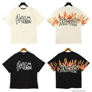 Vêtements de mode de créateurs T-shirts de luxe T-shirts Nouveaux Palmes Angels Palmes Angel Flame Print Short High Street Loose Summer Men's Crew Neck T-shirt