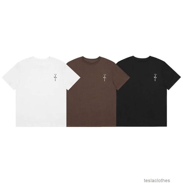 Vêtements de mode de créateurs T-shirts de luxe T-shirts Travi Scotts Niche à la mode américaine d'été minimaliste coton coupe ample hommes couple couleur unie à manches courtes Tshi