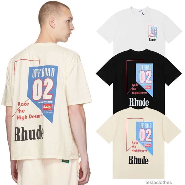 Vêtements de mode de créateurs T-shirts de luxe T-shirts Version correcte The Trendy Rhude New Race The High Desert Racing Series T-shirt à manches courtes Hommes Femmes