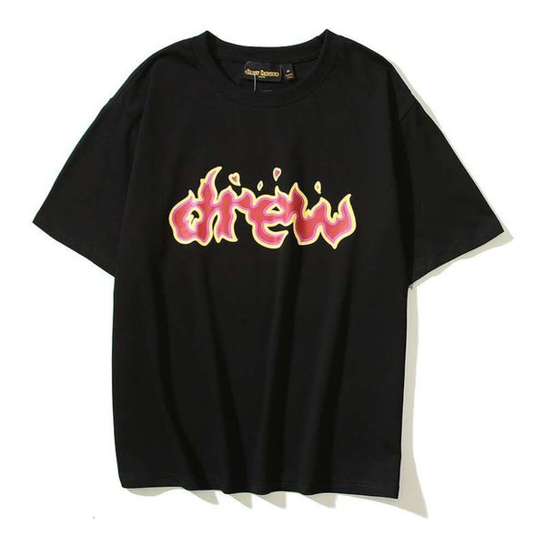 Diseñador de ropa de moda camisetas de lujo camisetas skate house dibujó letras de llamas dibujos cortos de verano dibujos de verano camiseta de la calle.