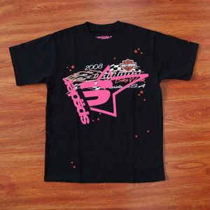 Diseñador de ropa de moda Sudaderas con capucha para hombre Young Thug Star Same Sp5der 55555 Camiseta rosa Camiseta de manga corta