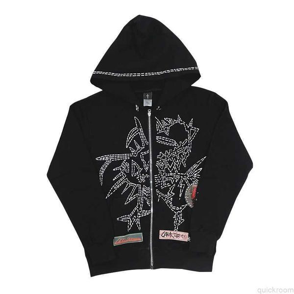 Diseñador de ropa de moda Sudaderas con capucha para hombre Travi Scotts Revestimiento de cabeza de esqueleto Cabeza de calavera Graffiti Cremallera Suéter Chaqueta de punto