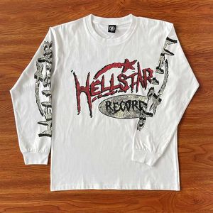 Designer Clothing Clothing Mens Sweatshirts Sweats à capuche Hellstar Recdrds Ins Même marque T-shirt à manches longues en coton pur