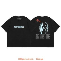 Diseñador Ropa de moda Camisetas para hombre Camiseta Travi Scotts Cactus Jack Astroworld Retrato árboles Noche que rodea la camiseta de manga corta