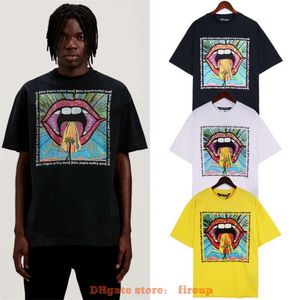 Diseñador Ropa de moda Camisetas para hombre Camiseta Palmes Angel Angels Trick Lips Coconut Tree Print Manga corta High Street Loose Men's Women's T-shirt Tendencia