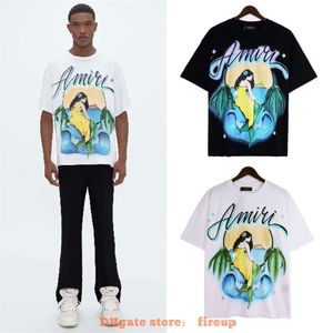 Designer Mode Kleding Heren Tees T-shirt Amires2023 Zomer Nieuwe Gepersonaliseerde Print Korte Mouw Extra Grote Emil Zeemeermin T-shirt Unisex