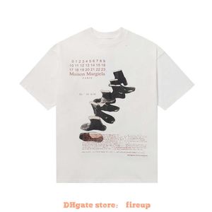 Vêtements de mode de créateurs T-shirts pour hommes Tshirt Mm6 Magilla Été Nouveau à manches courtes Classique Digital Split Toe Chaussures Imprimé Lâche Casual Couple Couple T-shirt Tendance