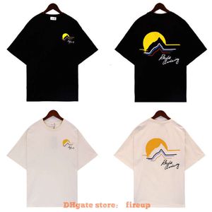 Designer Mode Kleding Heren T-shirts Rhude High Street Br Awakening Kleurrijke Lijn Scrawl Signature Heren Dames Zomer T-shirt met ronde hals en korte mouwen