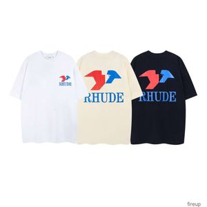 Designer Vêtements de mode T-shirts pour hommes Tshirt High Street Br Rhude Lettre Impression minimaliste à manches courtes Couple Été décontracté Lâche Col rond T-shirt