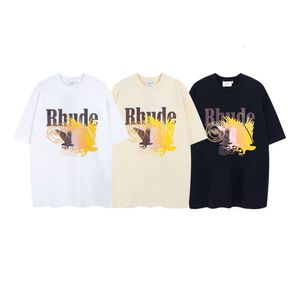 Designer Mode Kleidung Herren T-Shirts T-Shirt High Street Rhude New Gradient Eagle Letter Print Herren Damen Sommer Baumwolle Casual Kurzarm T-Shirt