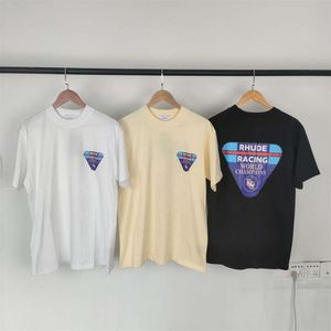 Diseñador Ropa de moda Camisetas para hombre Camiseta Rhude Br Co ed Campeón del mundo Conmemorativo Manga corta Hombres Mujeres Verano Nueva pareja Camiseta de algodón suelta