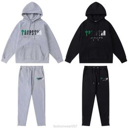 Designermodekleding Heren Trainingspakken Hoodies Trapstar Groen Zwart Handdoekborduurwerk Pluche Hoodie Sluiting Rits Broek Casual Broek Hoodie Set Rock Hiphop Katoen