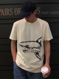 Diseñador de ropa de moda PA Tees Camisetas Palmes Angels Broken Tail Shark Print Loose Summer Men's Women's Short Sleeve Round Neck Casual T-shirt Trend En venta