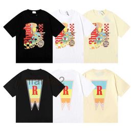 Designer Fashion Vêtements Tees Hip Hop T-shirts Rhude Beauty Vision poursuit le plaisir Joyride Imprimer Été Col rond Lâche Tshirt Hommes Streetwear Tops Spor 4JZI