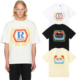 Designer Fashion Clothing Tees Hip hop TShirts Rhude New Hopps Alphabet Print Beauté À La Mode Petit Couple Col Rond Été Lâche T-shirt Streetwear Tops Sportswear