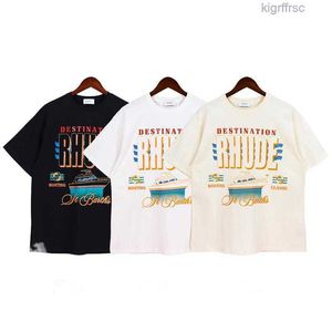 Designer Mode Kleding Tees Hiphop T-shirts Rhude Heren Gedrukt Nieuwe Zomer Puur Katoen Ronde Hals Paar Persoonlijkheid Kleine Korte Mouw T-shirt Losse Streetw 60BI