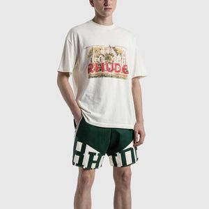 Designer Fashion Clothing Tees Hip hop TShirts Rhude New Spliced Print Couple Summer Shorts de plage populaires Shorts de sport décontractés Streetwear Tops Sportswear