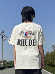 Designer Fashion Clothing Tees Hip hop TShirts Trend Brand Rhude New Crown Flag Short Sleeve High Street American Street Loose T-shirt hommes femmes Loose Streetwear