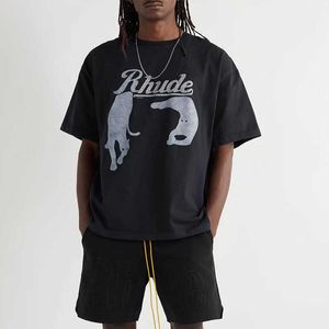 Designer Fashion Clothing Tees Hip hop TShirts Rhudevintage Night Cat Vtg Loose Summer Couple Tendance Marque Demi Manches T-shirt Hommes Streetwear Tops Sportswear