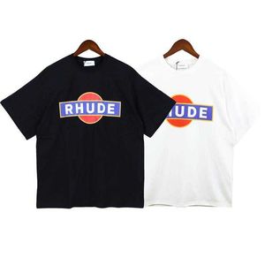 Diseñador de ropa de moda Camisetas Camisetas de hip hop Rhude Hombres Impreso Popular Grupo pequeño Estilo de calle simple Pareja Tendencia Marca Camiseta de manga corta Ropa informal suelta