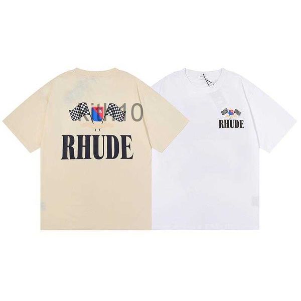 Diseñador Ropa de moda Tees Hip Hop Camisetas Rhude Bandera Imprimir Hombres Verano de las mujeres sueltas Camiseta de algodón puro Tendencia Marca Pareja Vestido Streetwear Tops Ropa deportiva I9KA