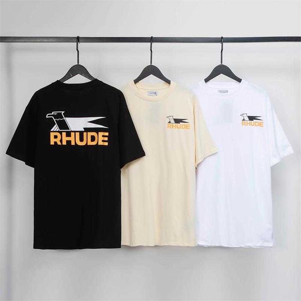 Designer Fashion Clothing Tees Hip hop TShirts Rhude Col rond T-shirt en coton imprimé Summer Oversize Loose Relaxed Couple Short Sleeve Streetwear Tops Sportswear