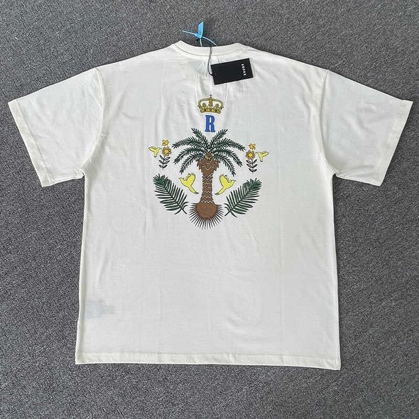 Designer Fashion Clothing Tees Hip hop TShirts Rhude American Summer Crown Coconut Tree Casual Col rond T-shirt à manches courtes Hommes Loose Streetwear