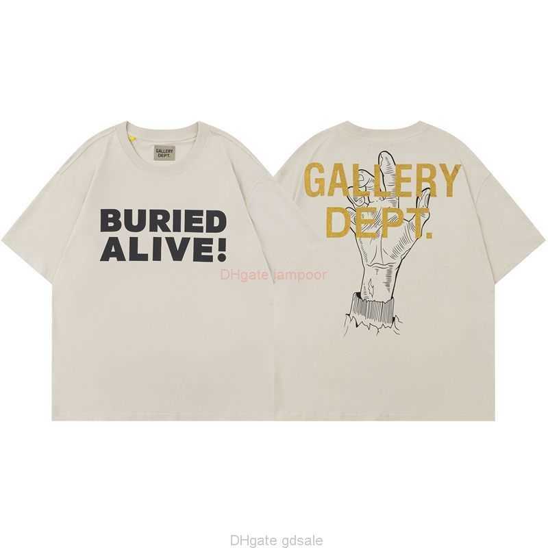 Tasarımcı Moda Giyim Tees Tshirt Galerileri Yeni Slogan Gömülü Yaşayan Mektup Baskı Amerikan Gevşek Kısa Kollu Tshirt Erkekler Kadınlar Günlük Sokak Giyim Üstleri