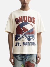 Designer Fashion Clothing Tees Tshirt H8025 Rhude Summer Sailing Slogan Imprimé T-shirt à manches courtes Coton Streetwear Tops Casual Sportswear Rock Hip hop à vendre