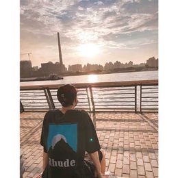 Designer Fashion Vêtements Tees Tshirt Liu Xianhuas Entourant Sunset Snowy Mountains Moonlight Imprimé À Manches Courtes Marque Hommes Femmes Couple