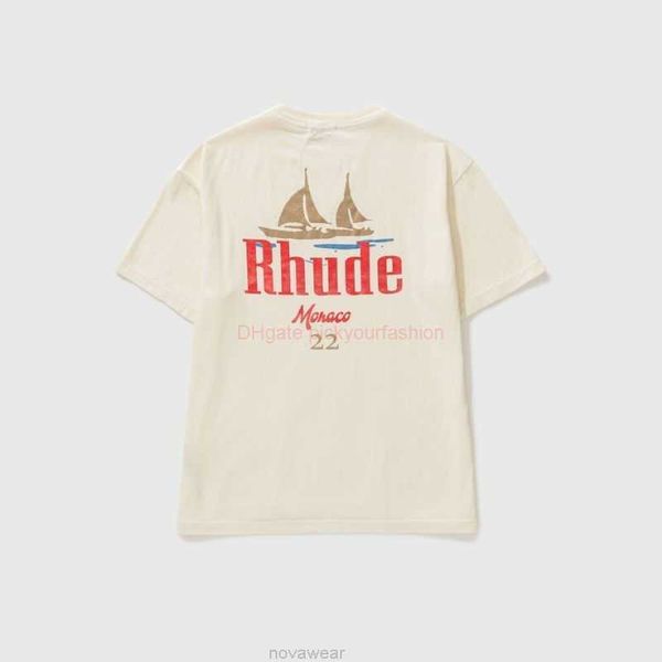 Diseñador de ropa de moda Camisetas Camiseta Rhude Sailing Tee Camiseta de manga corta Hombres Hbx Algodón Streetwear Tops Ropa deportiva informal Rock Hip Hop en venta Ipwp