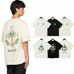 Designer Fashion Vêtements Tees Tshirt Summer Fashion Hommes Recommander Rhude Hommes Imprimé Coton Col Rond À Manches Courtes Étudiant Polyvalent Tshirt Ins Coton Streetwe