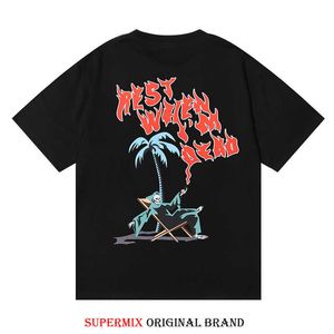 Designer Mode Kleding T-shirts T-shirt Trendy Trapstar Flame Coconut Tree Print Casual Loose Fit Heren Dames Katoen Ronde hals T-shirt met korte mouwen Te koop