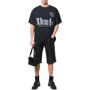 Designer Mode Kleding Tees T-shirts 2022 Zomer Nieuwe Rhude Oor Letter Losse Casual Korte Mouw T-shirt Mannen VrouwenTops Streetwear Hiphop Sportkleding