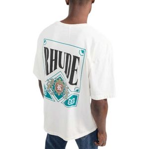 Designer Mode Vêtements T-shirts T-shirts 2022 Été Nouveau Rhude High Street Poker Lettre Imprimer Lâche Casual T-shirt À Manches Courtes Hommes Tops Coton Streetwear