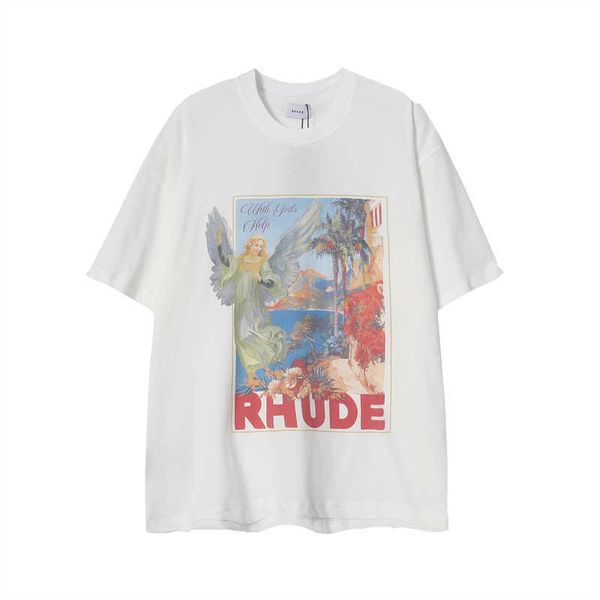 Designer Fashion Clothing Tees TShirts Casual Rhude New Niche Letter T-shirt imprimé Hommes Femmes en été Manches courtes Demi-manches Tendance Tops Streetwear Hip hop