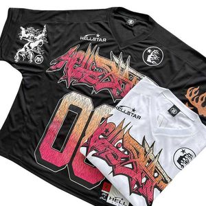 Vêtements de créateurs de mode T-shirts T-shirts Hellstar Studios Jersey Tee Mesh Panel Maillot à manches courtes T-shirt Rock Hip hop