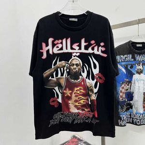 Ontwerper Mode Kleding T-shirts T-shirts Hellstar American Summer Fashion Brand Rodman Big Bug Print Wash Oud T-shirt met korte mouwen Rock Hiphop