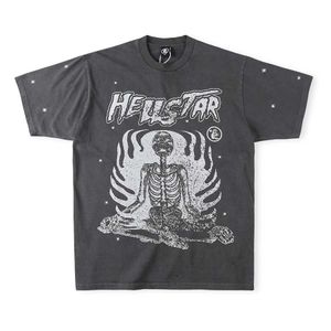 Diseñador Ropa de moda Camisetas Camisetas Hellstar Studios Inner Peace Skull Heavy Industry Wash Camiseta de algodón puro de manga corta para hombres Rock Hip hop