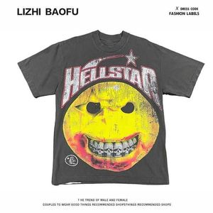 Vêtements de créateurs T-shirts T-shirts Hellstar Studios High Street Evil Smile Imprimer Marque de mode American Short Pomelo T-shirt pour femme pour homme Rock Hip hop pour homme 2040