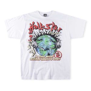 Ontwerper Mode Kleding Tees T-shirts High Street Hellstar Studios Globe Katoen bedrukt T-shirt met korte mouwen voor mannen en vrouwen Rock Hiphop