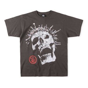 Designer Fashion Clothing Tees Tshirts High Street Trend Hellstar Studios Globe Skull Imprimé T-shirt à manches courtes en pur coton pour hommes et femmes Rock Hip hop