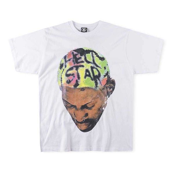 Diseñador Moda Ropa Camisetas Camisetas High Street Hellstar Studios Rodman Head Print Trendy Hombres y mujeres Camiseta de manga corta Rock Hip hop