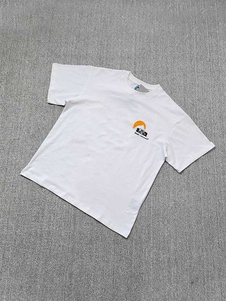 Diseñador Moda Ropa Camisetas Camisetas High Street Trend Marca Rhude American Formula One Sunset Pareja suelta Camiseta de manga corta Hombres Tops Algodón Streetwear