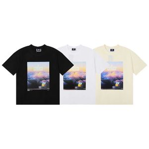 Diseñador de ropa de moda Camisetas Kith Store Exclusivo Tom Fabia Cloud Sea Print Camiseta de manga corta de algodón puro de doble hilo para hombres y mujeres Ropa de calle de algodón