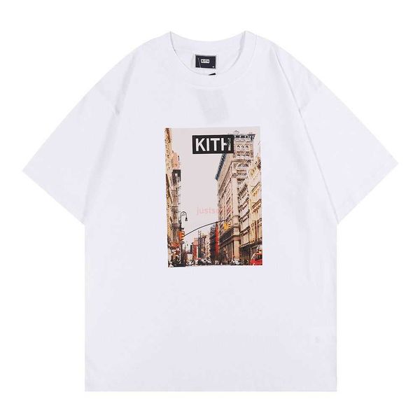 Diseñador Moda Ropa Camisetas Camisetas Kith Soho Camiseta vintage New York Street Photo Camiseta de manga corta algodón Streetwear Ropa deportiva Tops Rock Hip hop Camisetas