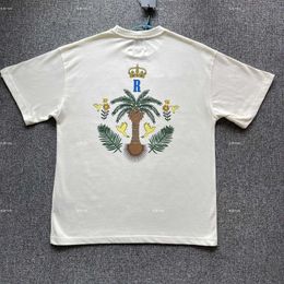 Diseñador de ropa de moda Camisetas Camisetas Rhude Summer Crown Coconut Tree High Street Pareja suelta Impreso Camiseta de manga corta Camiseta Tops Streetwear Hip hop suelto