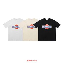 Designer Fashion Clothing Tees TShirts Rhude Niche Trendy Brand Minimalist Imprimé American High Street Vintage Loose Casual Pur Coton Couple T-shirt